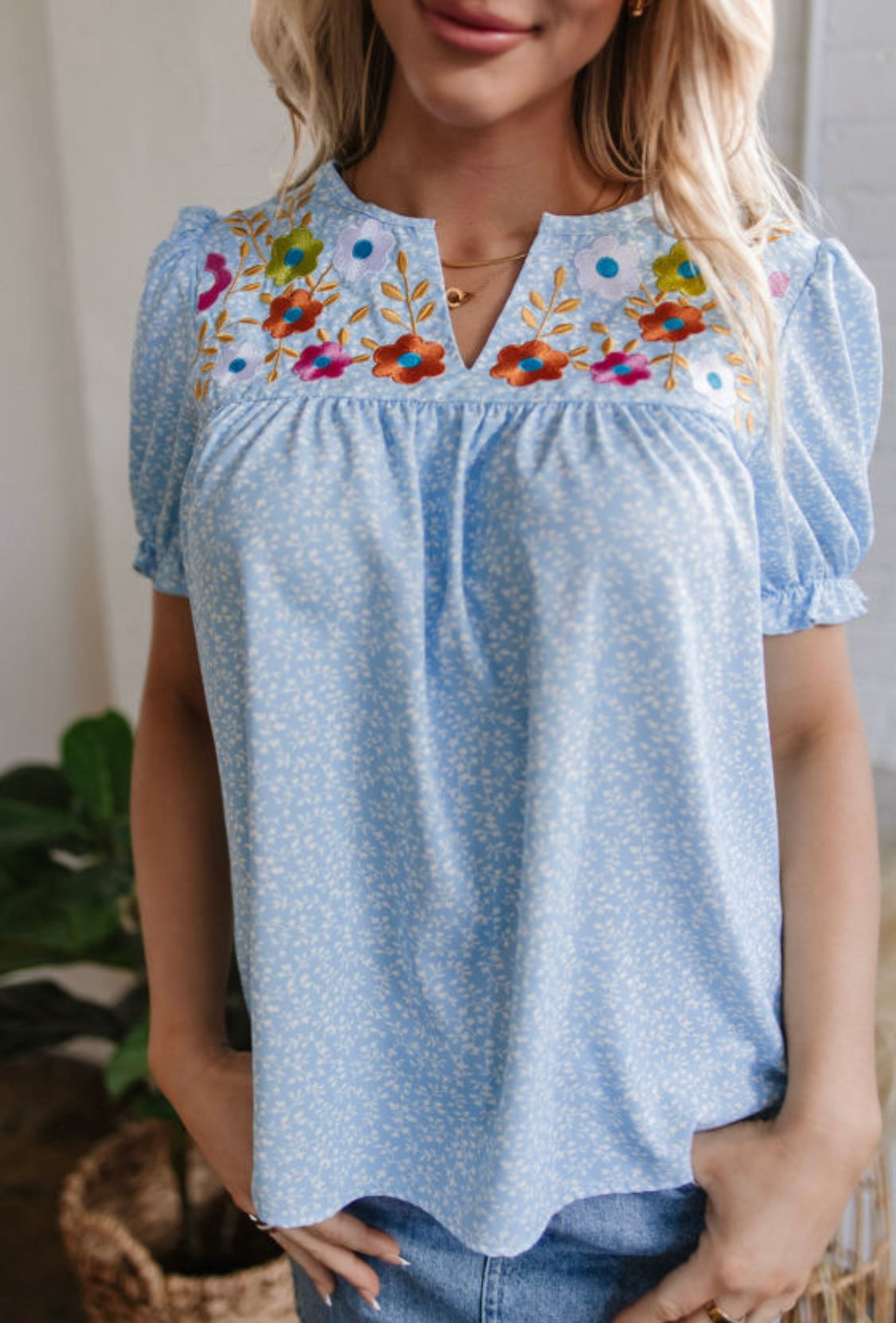Embroidered Floral Top