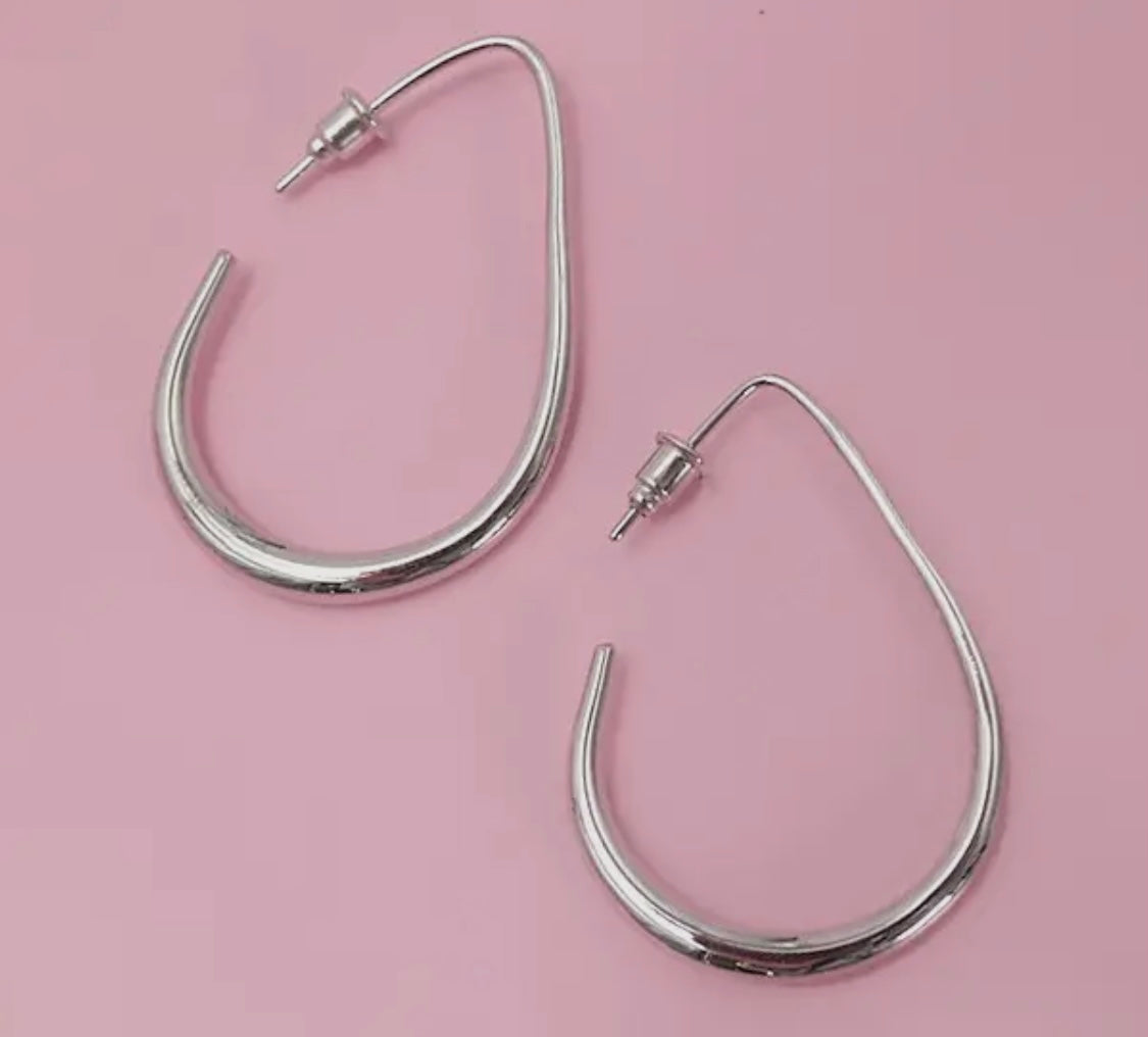 18K Silver Stainless Steel Hoops