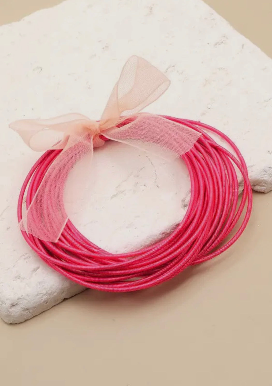 Hot Pink Guitar String Bracelet Set