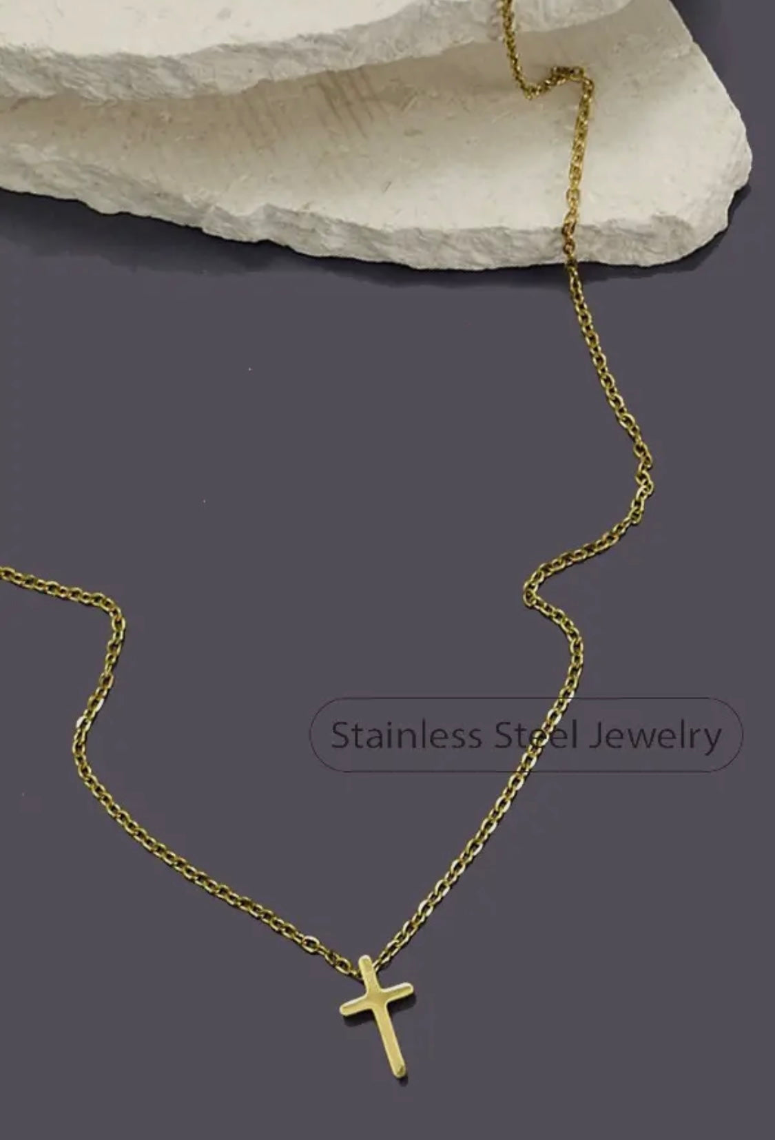 18K Gold Stainless Cross Necklace